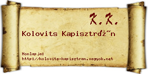 Kolovits Kapisztrán névjegykártya